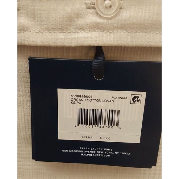 Ralph Lauren LOVAN JACQUARD 100% Organic Cotton Two King Pillowcases PLATINUM - Picture 7 of 8